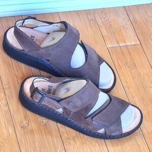 Finn Comfort Toro-Soft Men's 9 Oxide Brown Leather Sandals Adjustable Straps 42